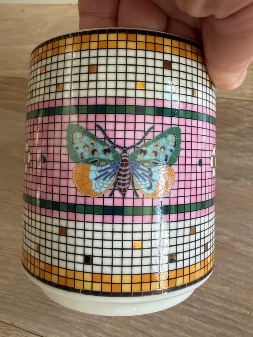 Anthropologie gold tile mosaic butterfly mug - Picture 6 of 8